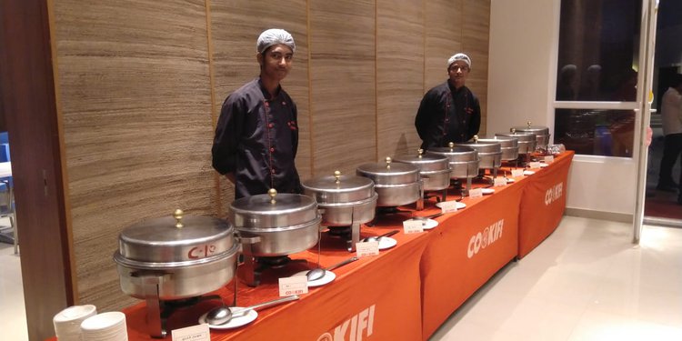 Buffet setup complete with Food warmers